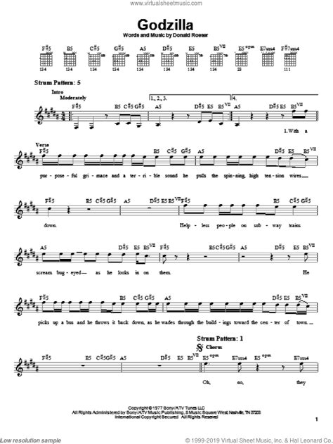 Godzilla Sheet Music For Guitar Solo Chords Pdf Interactive