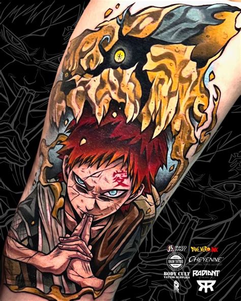 Gaara From Naruto Tattoo By Dave Vero Ink Cartoon Character Tattoos