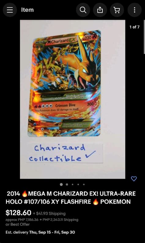 Pokemon Tcg Mega M Charizard Ex Xy Evolutions Flashfire Secret Rare