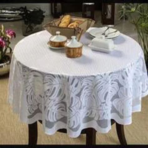 Toalha De Mesa Redonda Lugares Renda Botanica M Cor Branco