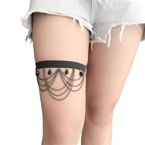 Women Leg Garter Black Goth Handmade Accessories Punk Sexy Cosplay