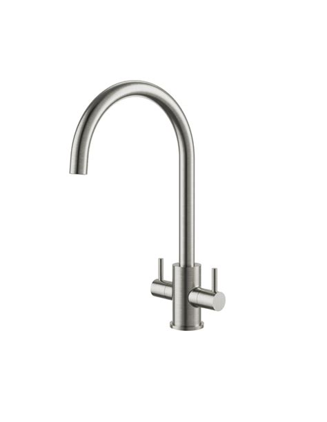 Clearwater Loreto Kitchen Tap Modern Twin Lever Brushed Nickel Wras