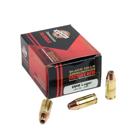 Black Hills 9mm Luger 124 GR JHP 20RD Top Gun Supply