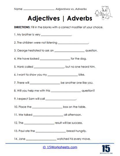 Adjectives Vs Adverbs Worksheets 15