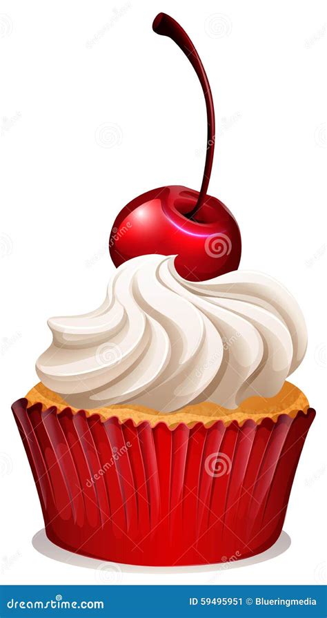 Cherry Cupcake Vector Illustration Painted Cartoondealer