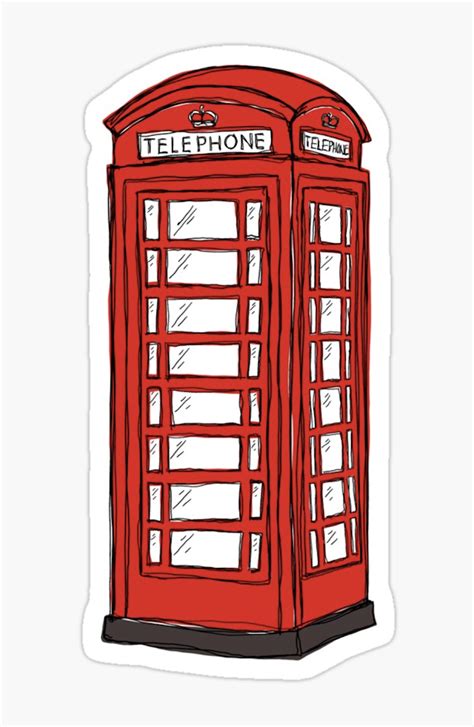 Red Phone Booth Drawing Sticker Cool Stickers Scrapbook Stickers