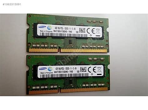 2 Adet Samsung 4 GB 1600 MHz DDR3 SODIMM M471B5173QH0-YK0 Ram - İlan ve ...