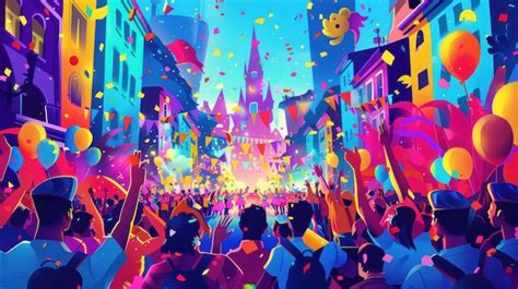 premium photo  colorful cityscape   large crowd  people