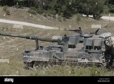 A Polish Armed Forces AHS Krab Self Propelled Tracked Gun Howitzer