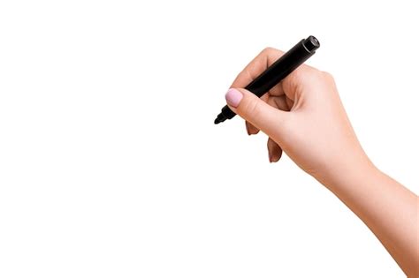 Premium Psd Female Hand Holding A Black Marker And About To Write On