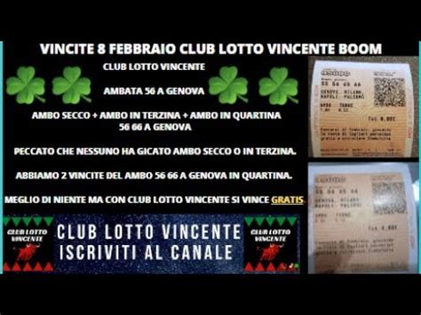 Club Lotto Vincente Boom Vincite Febbraio Previsioni