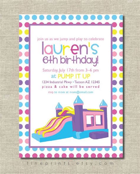 Bounce House Invite Bounce House Party Jump Invitation Bouncy Birthday