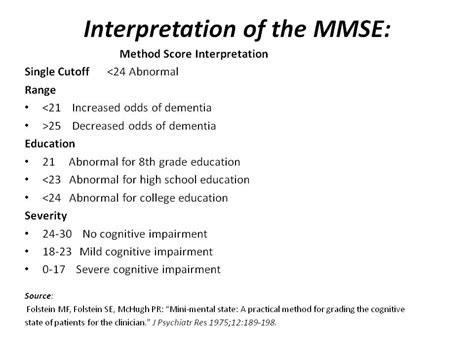 Mini Mental State Examination Score Interpretation Form Example Download