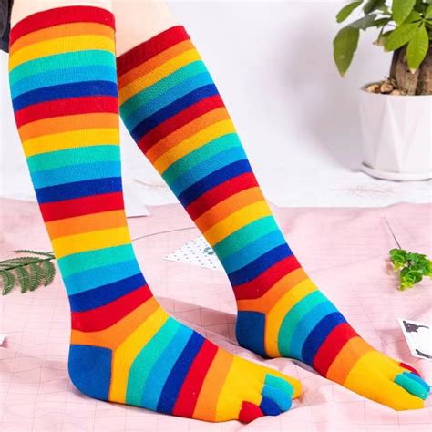 Rainbow Toe Socks Etsy