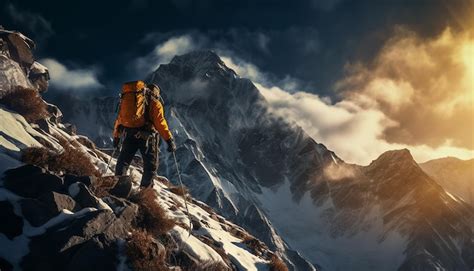 Premium Ai Image Mountaineering Professional Adventure Photoshoot