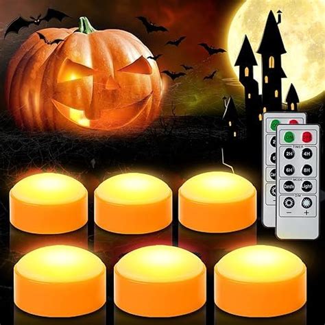 Amazon CANDLE IDEA 6 PCS Halloween Pumpkin LED Lights With Remote