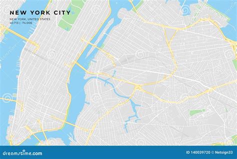 Printable Street Map Of New York City New York Stock Vector