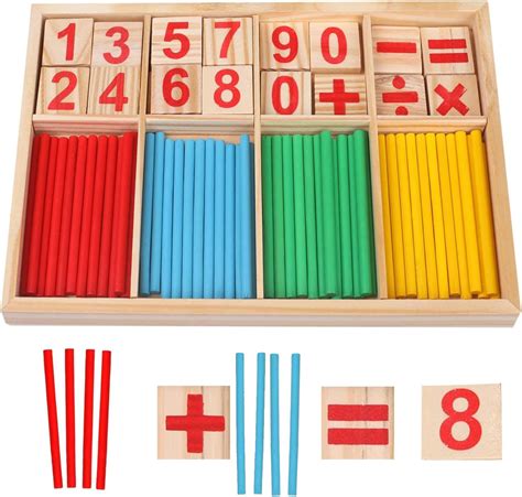 Juguete Montessori Matemáticas Bloques y Palos de Conteo de Madera