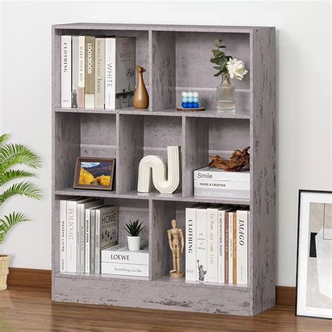 Amazon LEYAOYAO 7 Cube Bookshelf With Base 3 Tier Mid Century