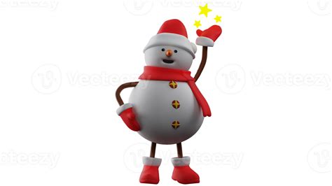 3d Illustration Charming Snowman 3d Cartoon Character The Snowman