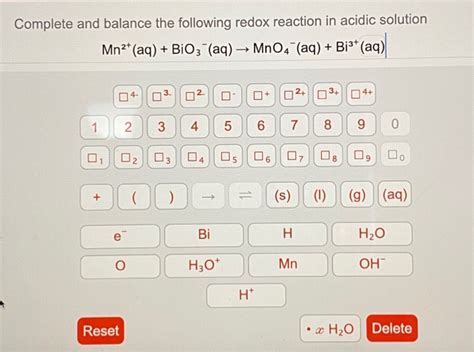 Solved Complete And Balance The Following Redox Reaction In Chegg