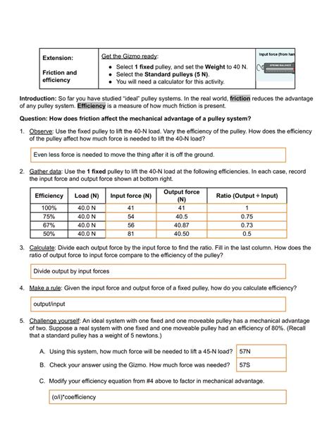 Pulley Lab Gizmo Answer Key Virtual High School Edubirdie