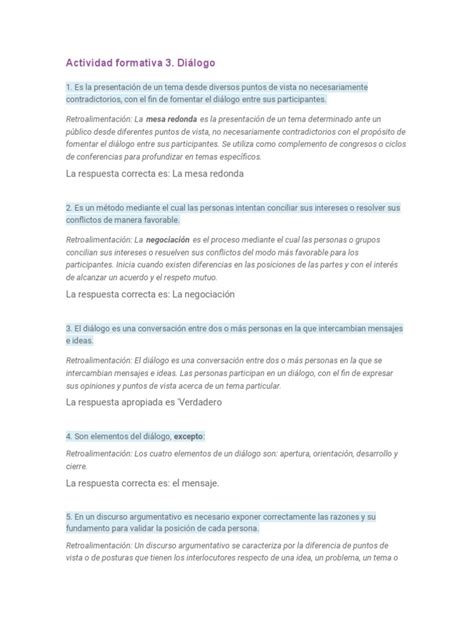 Actividad Formativa 3 Diálogo Pdf Conversacion Oración Lingüística