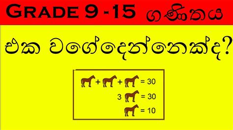 9ශ්‍රේණිය ගණිතය පහළොස් වන පාඩම සමගාමි සමීකරණ Grade 9 Maths Lesson 15