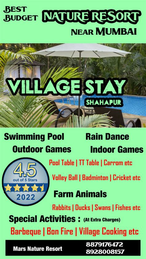 Best Nature Resorts Near Mumbai Mars Farm Resort Shahapur