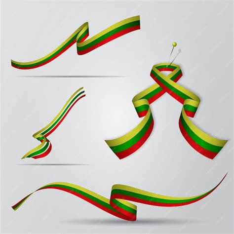 Premium Vector Flag Of Lithuania Lithuanian Ribbons Set Vector Illustration