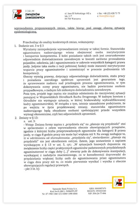 Opinia do projektu rozporządzenia Ministra Infrastruktury zmieniającego