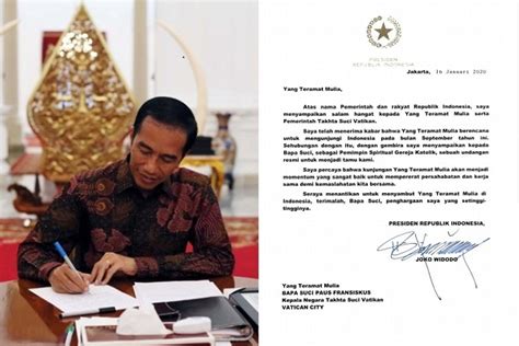 Satu Harapan Beredar Isi Surat Jokowi Ke Paus Kunjungi RI September 2020