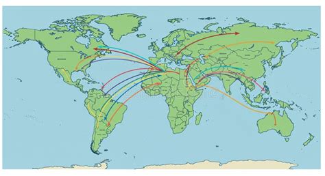 World Map Featuring Colored Arrows Indicating Flow Paths Across ...