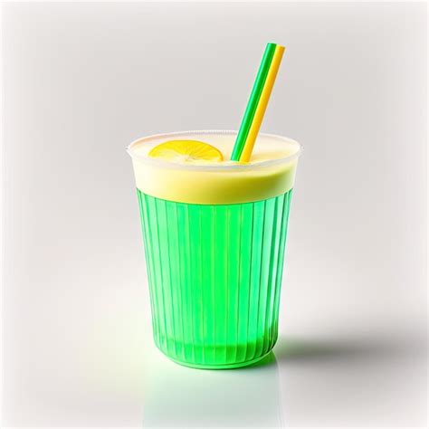 Premium Ai Image Green Empty Disposable Plastic Glass With Colorful