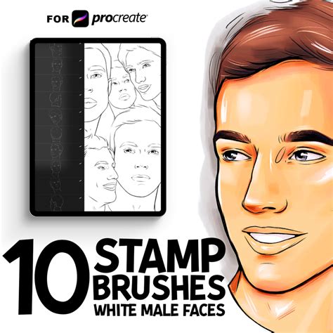 Procreate Male Face Stamps Face Brushes Procreate Realistic Faces