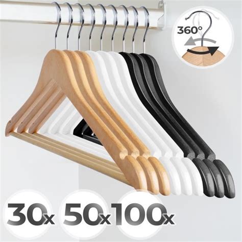 Jago Cintres en Bois Lot de 100 Crochet Pivotant à 360 Longueur