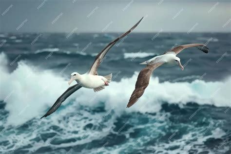 Premium Photo Albatrosses Soaring Over The Ocean