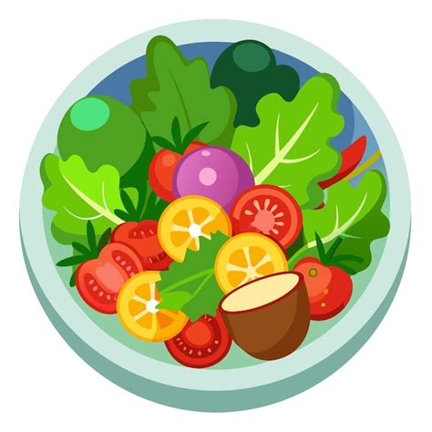 Vegetable Salad Clipart Cartoon Style Vector Illustration Premium AI