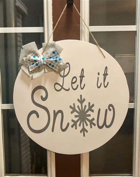 Let It Snow Door Hanger Winter Door Hanger Seasonal Door Etsy