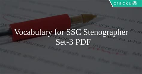 Vocabulary For Ssc Stenographer Set Pdf Cracku