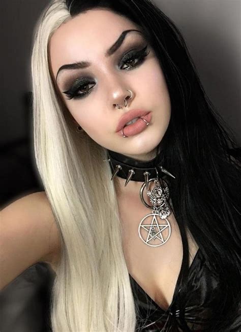 Straight Light Blonde Black Split Gemini Color Lace Front Synthetic Wig Lw1531 Goth Hair