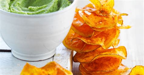 Kartoffelchips Aus Süßkartoffeln Mit Grünem Dip Rezept Eat Smarter