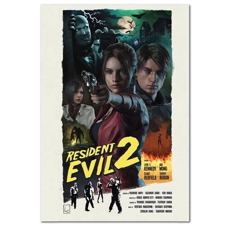 Resident Evil 2 Remake Poster Movie Retro Style Art High Quality