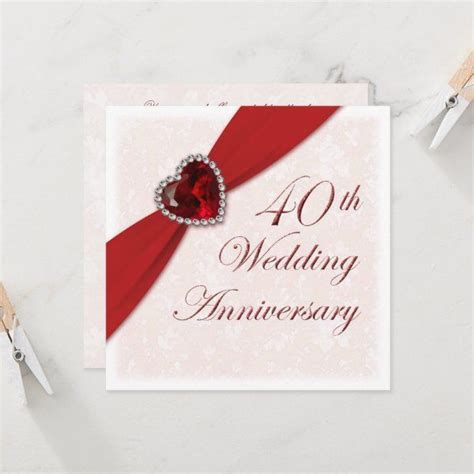 Damask 40th Wedding Anniversary Invitation Zazzle Anniversary