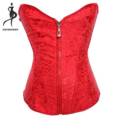 Buy ZZEBRA Red Zip Front Vitange Corselet Sexy Bridal Bustier Women S