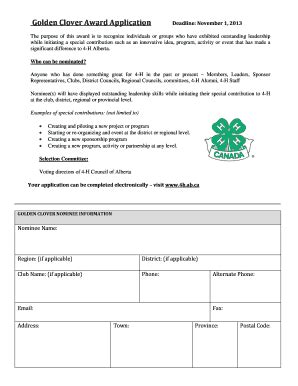 Fillable Online Www1 Agric Gov Ab Golden Clover Application Fax Email