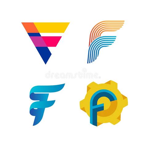 Letters F Logo Set Different Style And Colors F Letter Signs