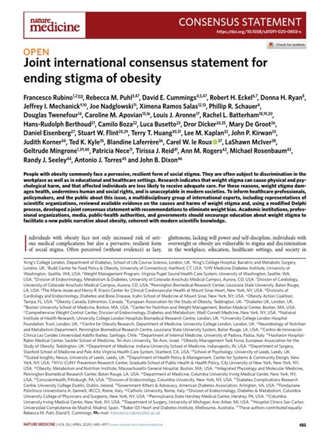 Joint International Consensus Statement For Ending Stigma Of Obesity