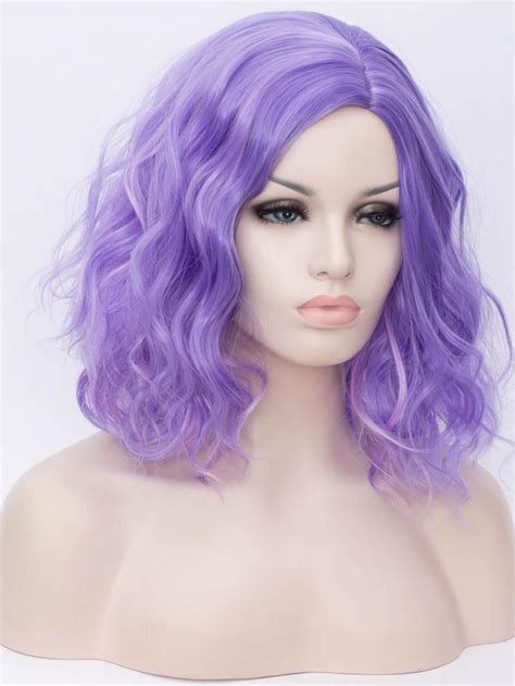 Ombre Purple Bob Wavy Non Lace Wefted Wig Synthetic Wigs Babalahair