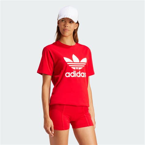 Adidas 愛迪達 Trefoil Tee 短袖 休閒 短t 紅色 女 三葉草 Ir9536 Adidas Yahoo奇摩購物中心